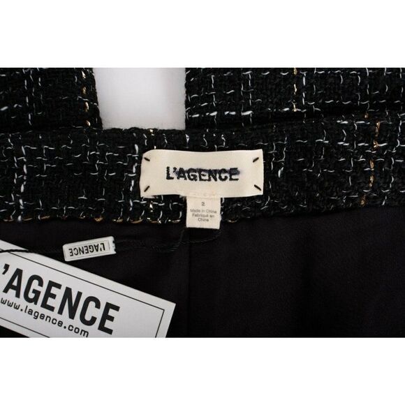 L'Agence Womens Logan Tweed Trousers Pants High Rise Cropped Black Size 2 NWT - Picture 9 of 10